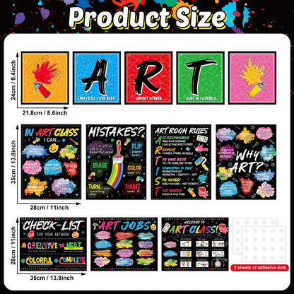 12 Pcs Creative Art Posters Inspirational Quotes Bulletin Board Art Teacher Wall Prints Artist Classroom Rules Educational Wall Decor for Back to School Learning Space Studio Library Teacher Supplies