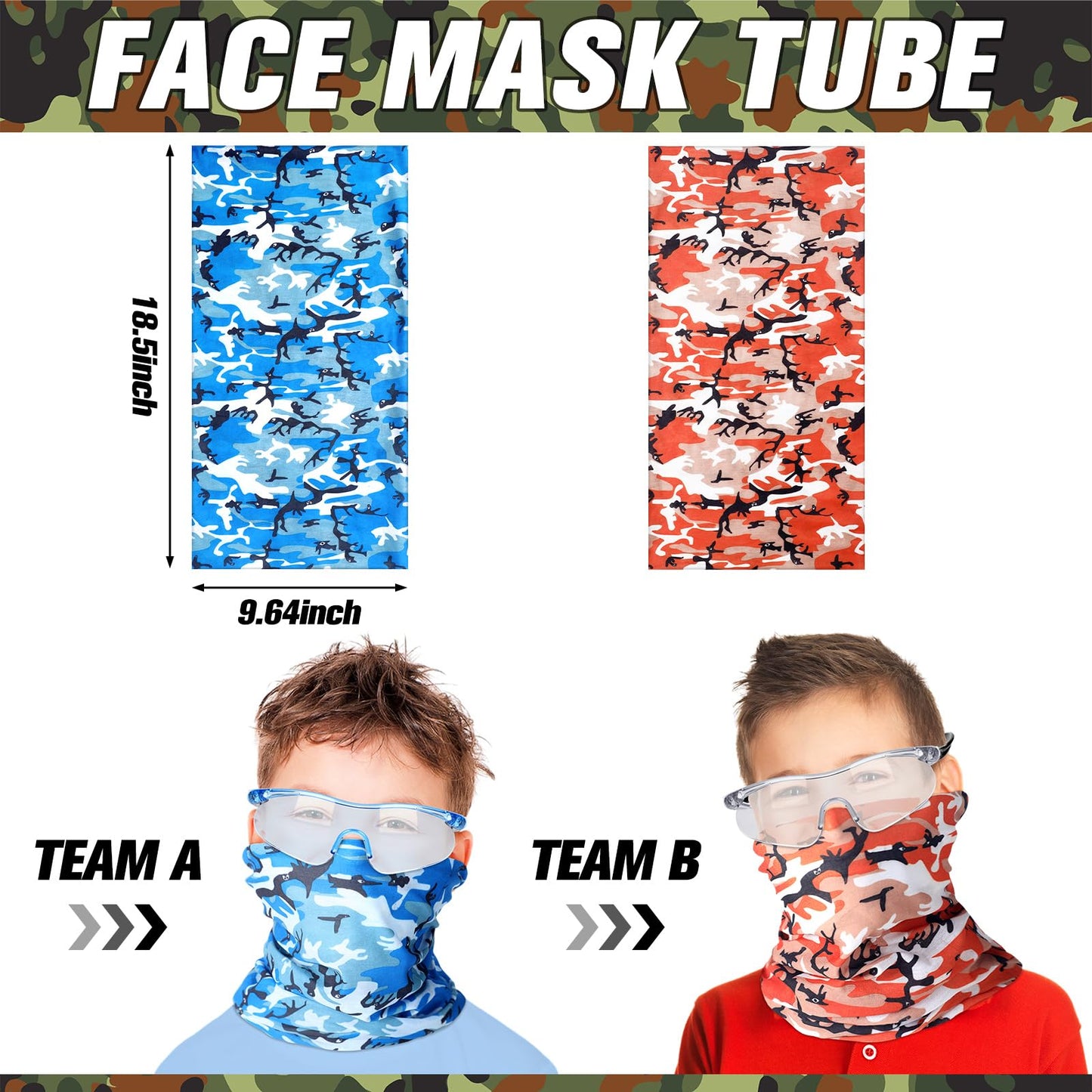 Sosation 8 Sets Kids Tactical Vest Compatible with Nerf Party Favor Accessories, Face Mask Wrist Ammo Holder Toy Gift Supplies Boys (Orange and Blue)