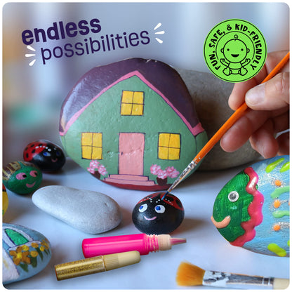 Dan&Darci Kids Rock Painting Kit - Glow in The Dark - Gifts Arts & Crafts for Boys and Girls Ages 6-12 - Craft Activities Kits - Creative Art Toys for 6, 7, 8, 9, 10, 11 & 12 Year Old Kid