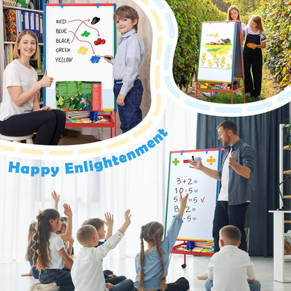 Mobile Dry Erase Board with Stand - 64.4" H Double Sided Portable Rolling Whiteboard Kids Easel for Classroom,Height Adjustable Magnetic White Board on Wheels for Home,School,36x24 inches