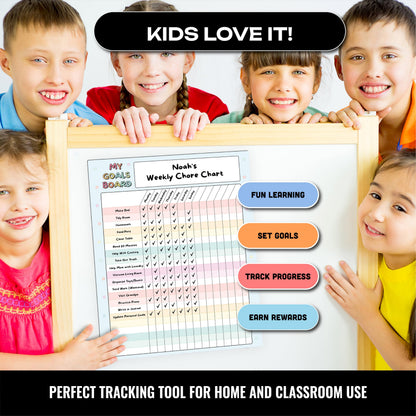 Magnetic Dry Erase Incentive Chart Board | Reward and Task Tracker for Kids and Adults | Behavior and Goal Organizer for Home, Classroom, and Teachers - 10" x 13" with Markers