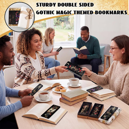 Gersoniel 200pcs Summer Halloween Dark Academia Bookmarks Bulk, 10 Designs Gothic Paper Bookmarks, Dark Romance Bookish Gifts for Book Club Party Favors Reading Accessories for Teens Adults