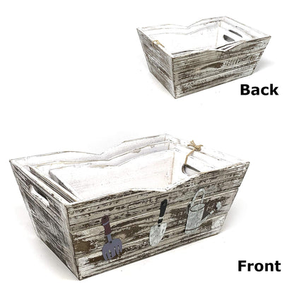 allgala HD88341 3-PC set Wooden Boxes Planter Trough for flower pots - Indoor Outdoor decoration Storage Display Boxes (Style 4)