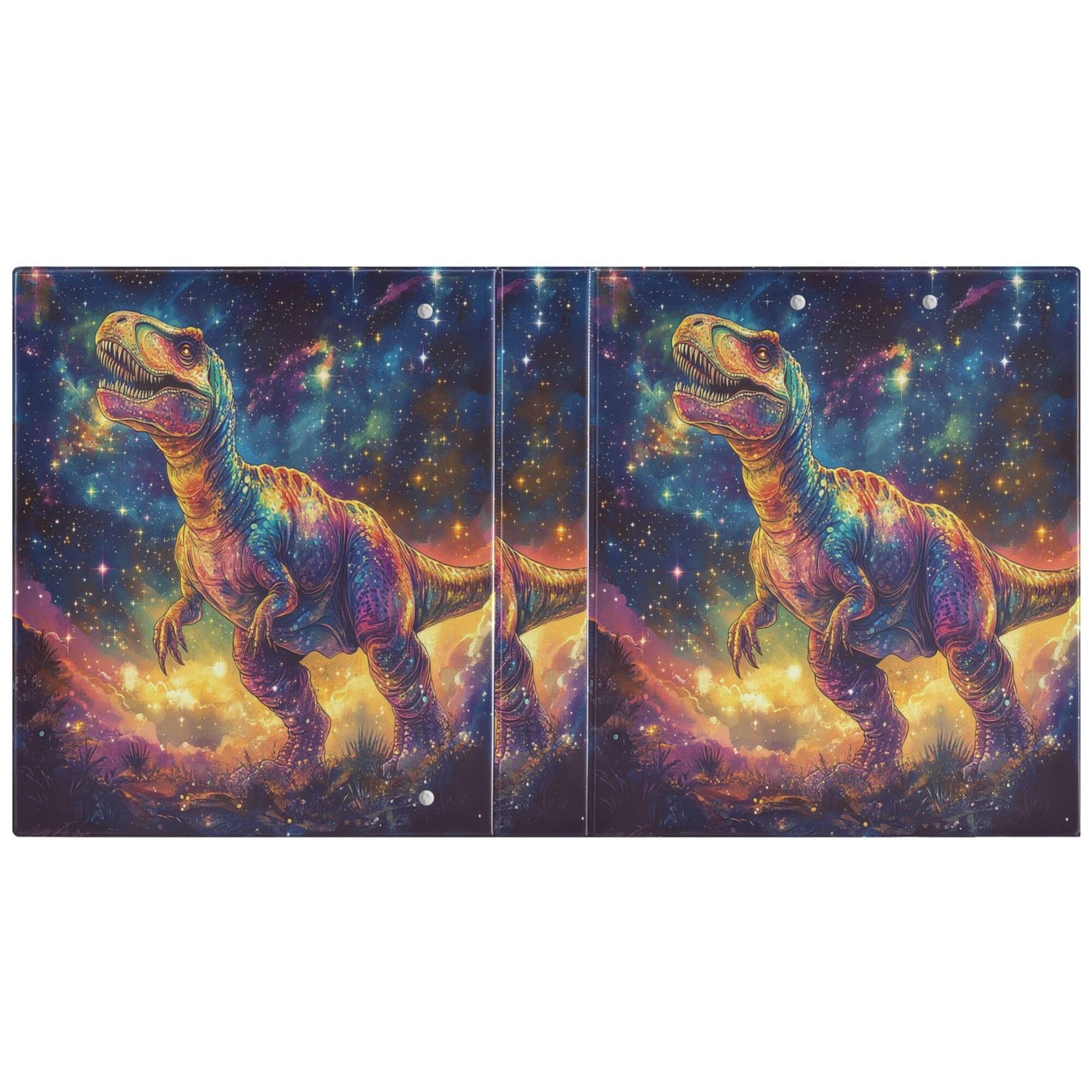 T. Rex Round Ring Binders 1.5 Galaxy Tyrannosaurus Animals 3 Ring Clipboard Binder for Office School Work Supplies File Folder 200 Sheet Capacity Easy Open