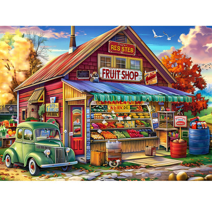 500 Pieces Puzzle for Adults, Country Store Puzzles, Landscape Jigsaw Puzzles, Creative Play Holiday Party Gifts, Fun and Challenging Family Game for Adults Seniors, 20.5x15 in