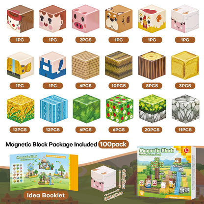Magnetic Blocks, Magnetic Building Blocks 100pcs Gryxpox-STEM Toys for Kids Ages 3+, Magnet Tiles with Forest Animals Blocks Set, Educational Sensory Toys for Toddlers, Boys & Girls–Creative Game Gift