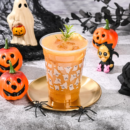 AimFun 50Pcs Summer Halloween Ghosts 12oz Clear Plastic Cups