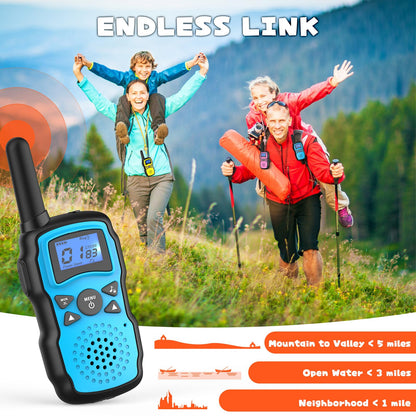 Wishouse Walkie Talkies for Kids Rechargeable Long Range, Xmas Birthday Gift for Boys Girls 4 5 6 7 8 9 10 Year Old, Hiking Camping Gear Games Toys Ideas with Flashlight, VOX, Easy to Use, 4 Pack