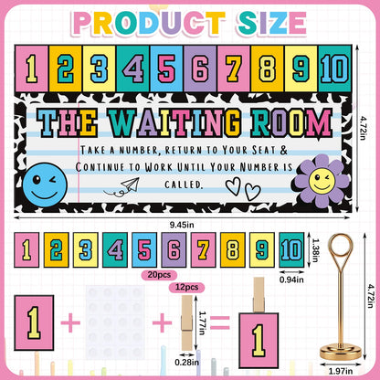 Tinlade Composition Notebook Classroom Management Tools Teacher Waiting Room Sign Girl Style Waiting Room Numbers Classroom Set with Wooden Clips for Back to School Elementary Teacher Supplies