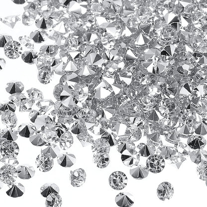 M METERXITY 10000 Pack Clear Acrylic Diamonds Vase Filler Wedding Table Scatter Crystals Diamonds Fake Confetti Gems Apply to Party/Wedding/Decoration (3mm Silver, Clear)
