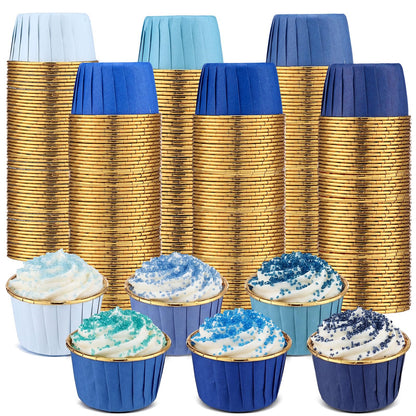 Geiserailie 100 Pcs Dusty Blue Cupcake Liners Blue Cupcake Foil Wrappers Snack Bowls for Parties Wedding Bridal Shower Birthday Supplies