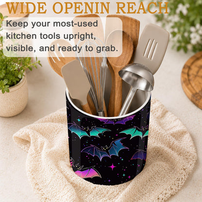 Axxitude Kitchen Utensil Holder,Magic Bat Large Ceramic Utensil Crock Organizer for Spatulas,Spoons and Cooking Tools,Kitchen,Home Decoration 6.3"