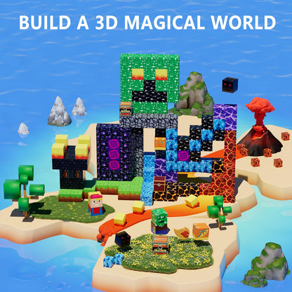160PCS Magnetic Blocks, Magnet Building Cube, Build 3D Volcano Adventure Set, Montessori Sensory Toys for Kids Ages 3+, Preschool STEM Educational Toys, Christmas Birthday Gifts for Boys & Girls