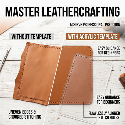 RIVEENY Leather Purse Templates, Acrylic Leather Patterns Templates for Women's Wallet Long Clutch Zip Around Travel Leather Purse
