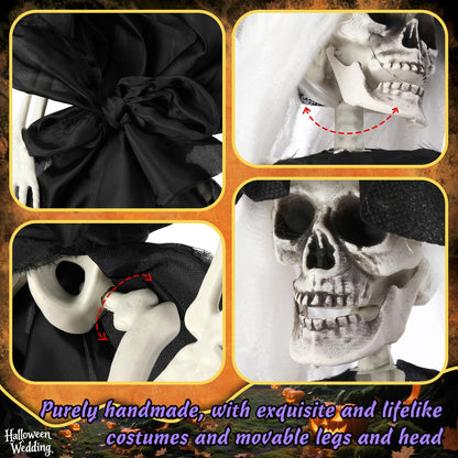 Poen 4 Pack 16" Halloween Hanging Skeleton Decorations Small Full Body Posable Skeletons with Movable Joints Plastic Mini Spooky Decor for Halloween Party Haunted House Lawn Graveyard Props (Witch)