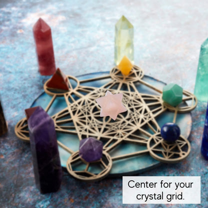Amazing Gemstone Rose Quartz Merkaba Crystal - 0.75 Inches Metaphysical Merkaba Star for Meditation - Energetic Tetrahedron Crystal and Healing Stones for Spiritual Growth and Healing (15-20mm)