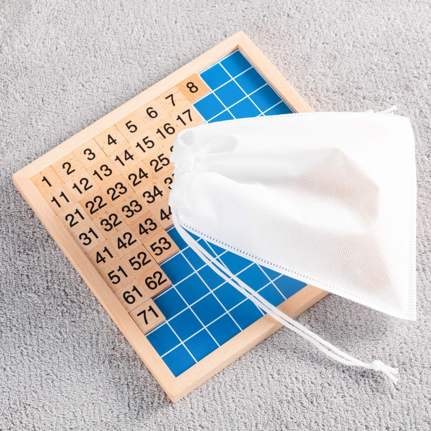 MERRYHEART Wooden Montessori Math Hundred Board, Counting to 100 for Kindergarten, 1-100 Number Board for Toddlers, Montessori Counting Game Board with Storage Bag