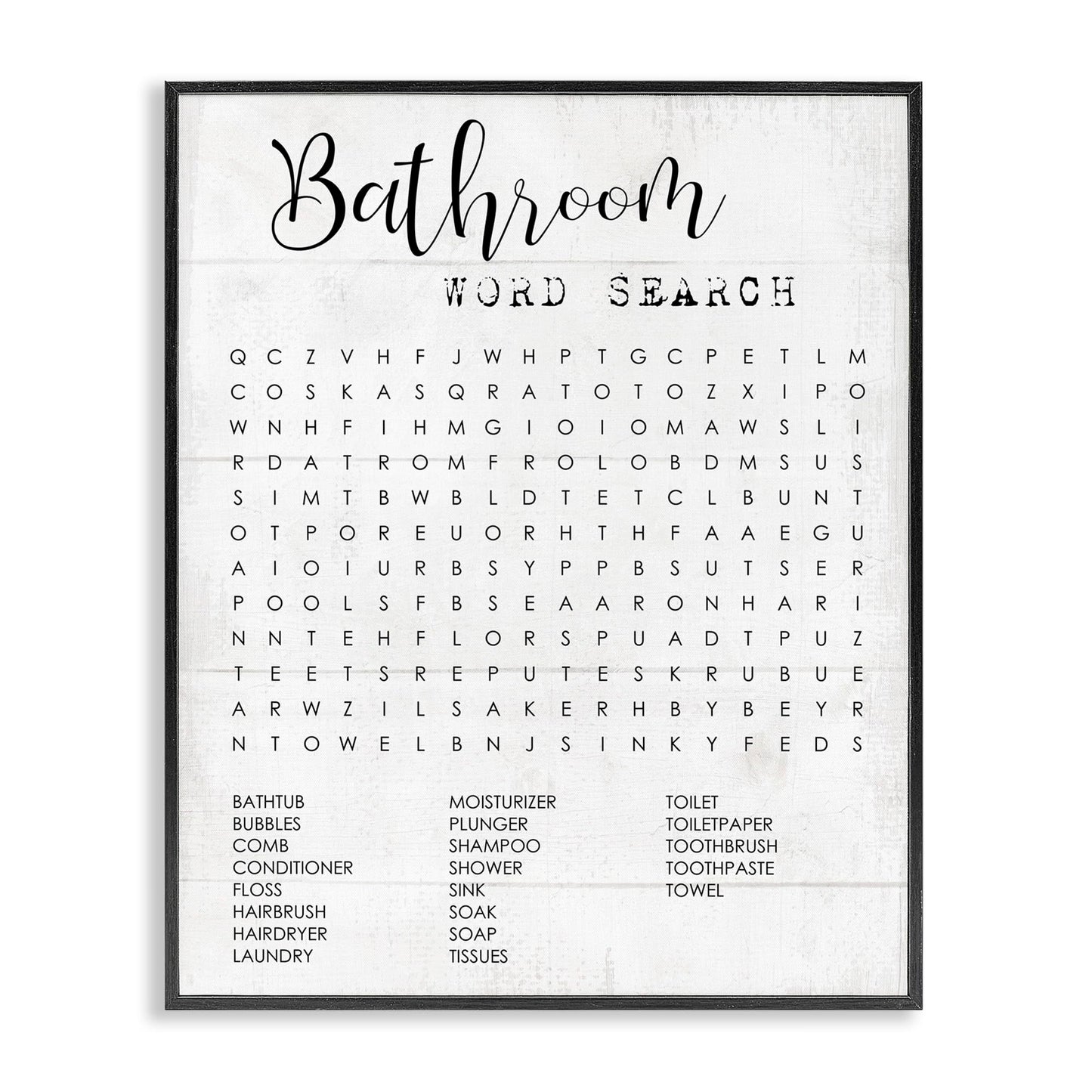 Stupell Industries Bathroom Search Fun Family Word, Design by Daphne Polselli Wall Art, 11 x 14, Black