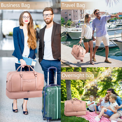 Wogarl Weekender Bag for Women Men Large Overnight Bag Travel Duffel Bag, Pink