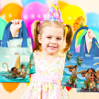 Moana Party Favor Bags Set – 24 Pack 8" Disney Goodie Bags for Kids Bulk Reusable Mini Totes | Disney Moana Birthday Party Supplies