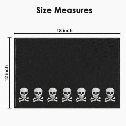 Bayson Halloween Pirate World Skull Placemats Set of 4, 12x18 Inch Skeleton Patriotic Country Table Mat, Non-Slip and Washable Linen Place Mat for Home Party Decoration