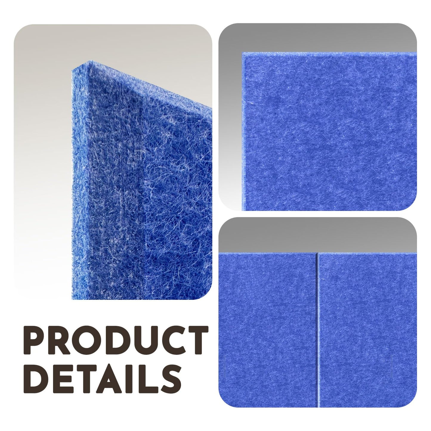 MISSDAY Blue Acoustic Wall Panel Felt Bulletin Board 48" x 36" Cork Board for Wall, 12-Pack Boards with 72 Removable Adhesive Tabs, 50 Pins, Pin Board for Home Office Classroom Soundproof Wall Tile
