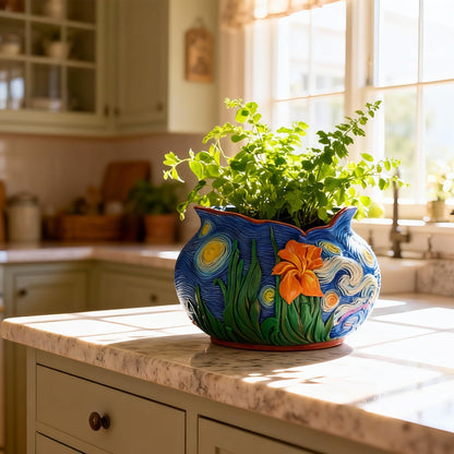 ArtCachet Flower Starry Sky Plant Pots-Cute Unique Flower Pots with Drainage Hole, Resin Planters for Indoor Outdoor Succulent Planter, Plant Gifts for Mother's Day, Birthday, Christmas