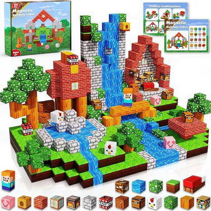 ILIEMOC 100 Pcs 0.8 Inch Magnetic Blocks for Creative Building and Stacking, Magnetic Cubes for Open-Ended World Style STEM Play for Kids Ages 3+ for Boy & Girl