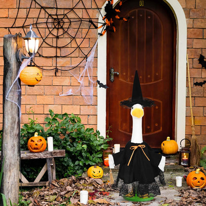 JcHrmers Witch Goose Outfit 23" Halloween Goose Clothes and Witch Hat for Cement Goose Statue Yard Lawn Decor