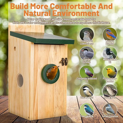Smart Bird House with Camera, Solar Powered Bird House for Outdoor with 2K HD Cam, 2.4G WiFi, Night Vision, Motion Detection & 16GB SD, Watch Bird Nesting & Hatching in Real Time, Waterproof