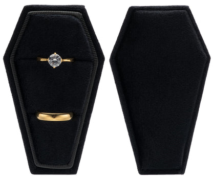 Giftop Velvet Coffin Ring Box Case Holder for Gothic Wedding Ceremony Jewelry Organizer Decorations (Black)