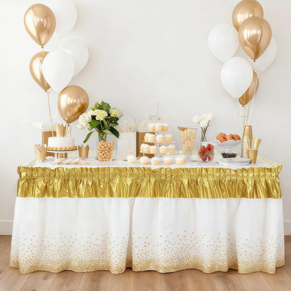 Qitvorax Disposable Table Skirts for Party, Plastic Rectangle Tables 6ft