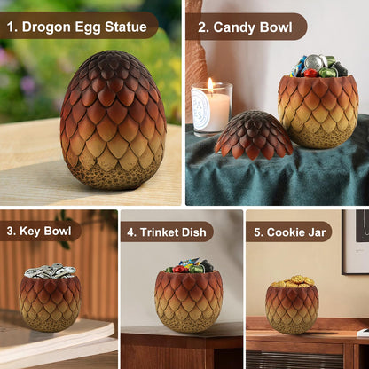 ehuoyan Large Halloween Candy Bowl Extra Large Dragon Egg Dish for Keys and Decorations Indoor Halloween Decor Red