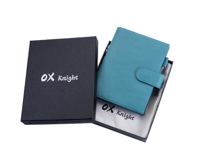Ox Knight B6 Leather Planner Cover for Stalogy, Midori, Leuchtturm1917, and More - with Pen Loop, Card Slots, Back Pocket, and Bookmarks (Dark Blue)
