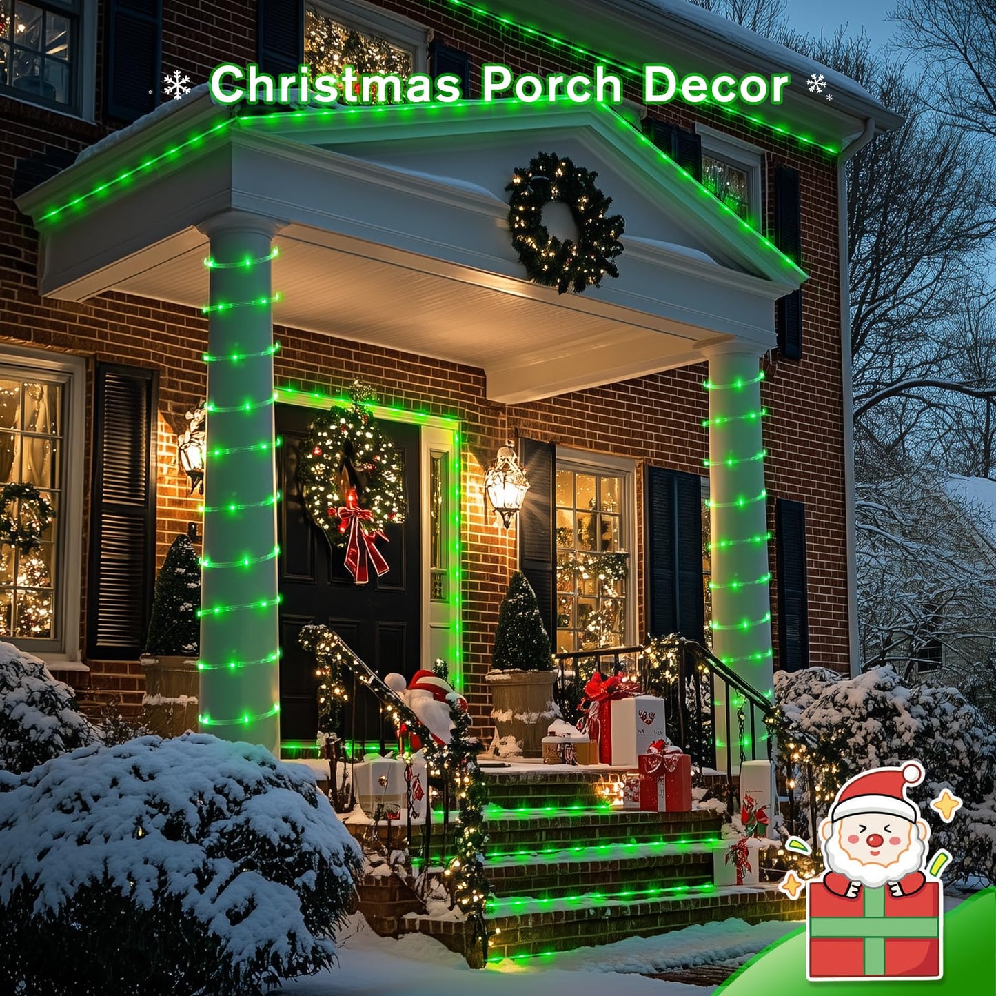 JMEXSUSS Green Halloween Solar Lights, 66 ft 200 LED Rope Lights Outdoor Waterproof, PVC Tube Green Christmas String Lights for Halloween Party Tree Fence Christmas