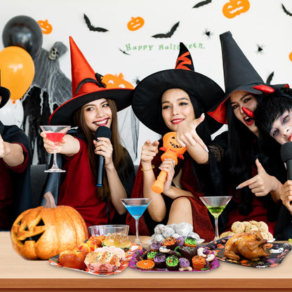 Acellegic 24 Pcs Halloween Serving Trays 13 X 9 Inch Large Platters Pumpkin Bat Ghost Food Trays for Movie Night Halloween Birthday Party Supplies