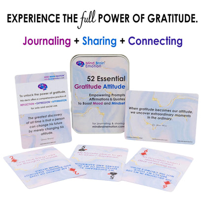 Mind Brain Emotion 52 Essential Gratitude Attitude: Journal & Conversation Cards to Boost Mood & Mindset - Empowering Prompts, Self-Help Affirmations, and Insightful Quotes - for Kids & Adults
