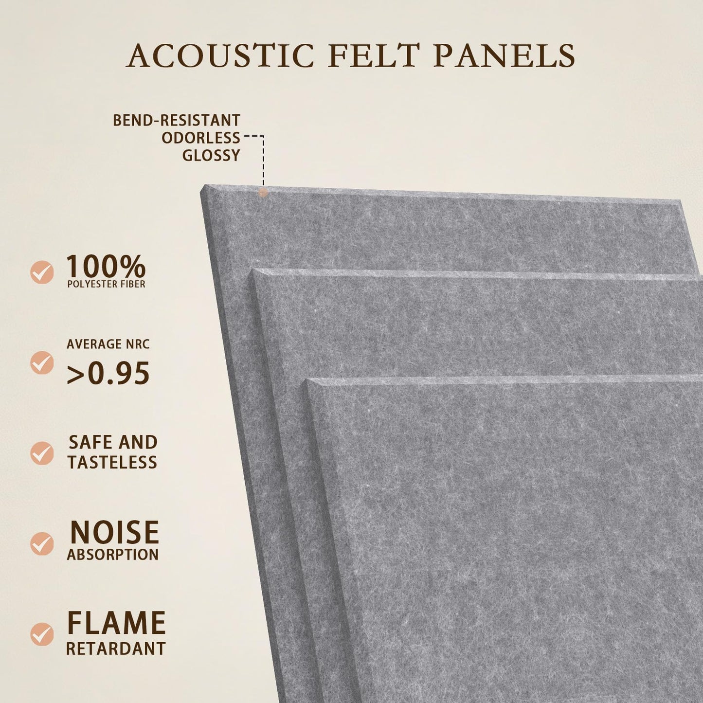 JBER Large Felt Bulletin Board 48"x36" - 12 Pack Felt Wall Tiles, Cork Board Alternative to Use in Office & Home Decor, Classroom Decor, Vision Board to Display Your Photos(Light Gray)