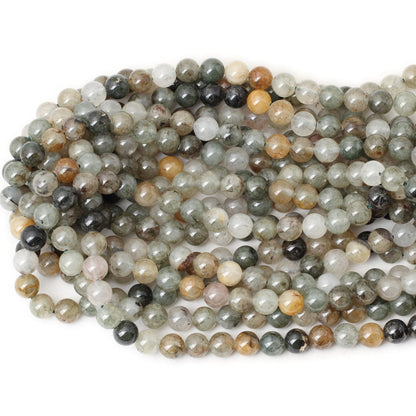CHEAVIAN 45PCS 8mm Natural Green Phantom Crystal Round Loose Beads for Jewelry Making 1 Strand 15"