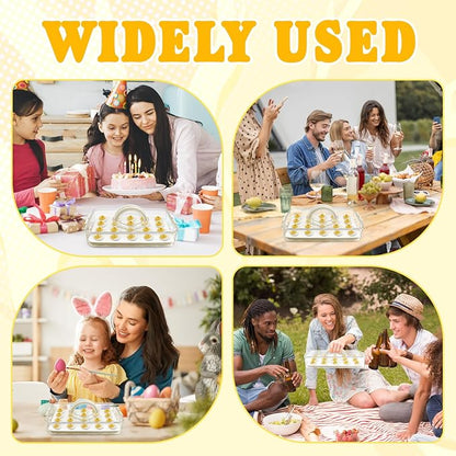 20 Deviled Egg Containers with Lid & Handle,Egg Holder for Fridge PET Thickened Eggs Organizer for Refrigerator Inc Egg Slicer,Kitchen Tongs,Silicone Spatula,Piping Decorating Kit