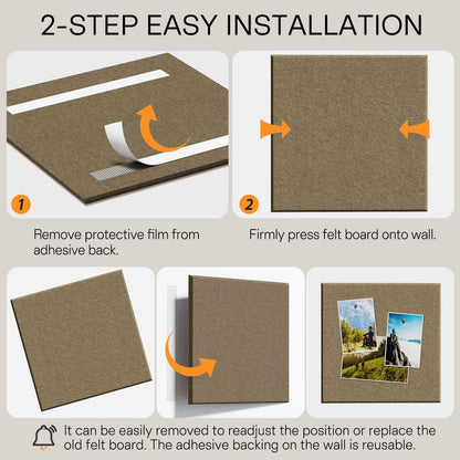 MaxGear Large Cork Board for Wall 36" x 24", Espresso Bulletin Board, 6 Pack Felt Wall Tiles with Pushpins, Cork Boards for Office Push Pin Board Tack Board Felt Board