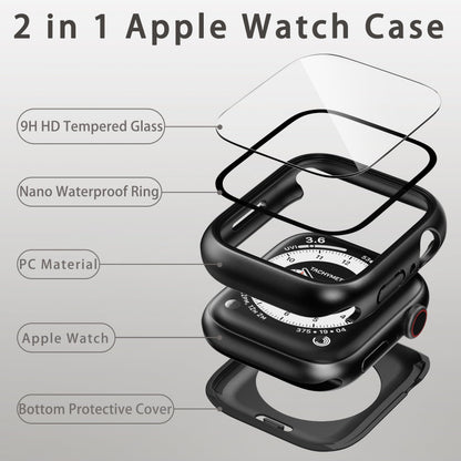 Zumyzu 2 in 1 Waterproof Case Compatible with Apple Watch 40mm Series 6/5/4/SE with Tempered Glass Screen Protector, Full Coverage Bumper Cover for iWatch Case 40mm Starlight