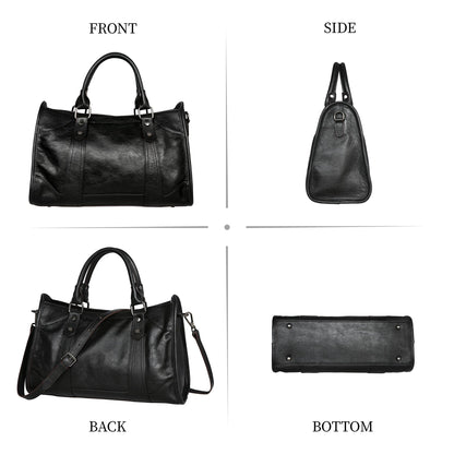 Iswee Black Genuine Leather Purse Crossbody Bags for Women Hobo Bags Designer Shoulder Bag and Handbag Satchel Purses Tote Women Top-handle Bag (Black)