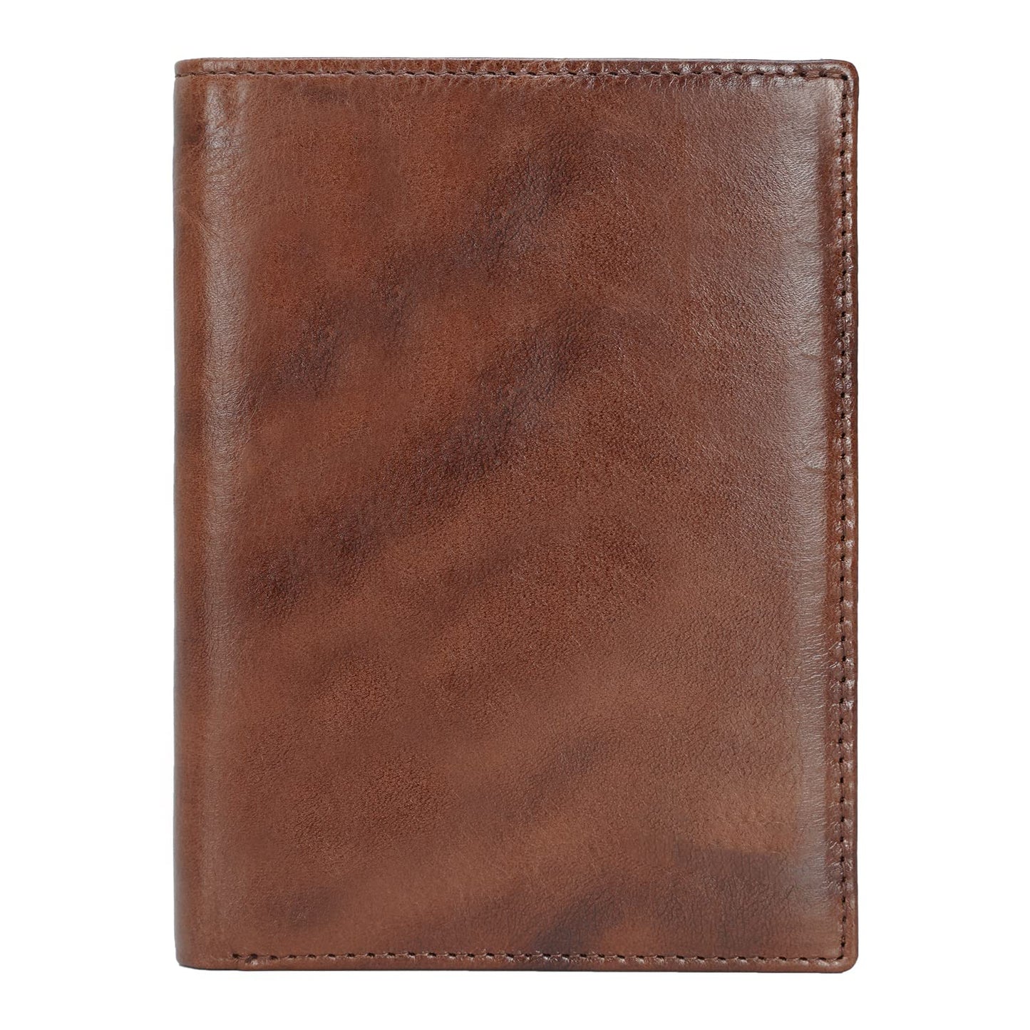Polare Slim RFID Blocking Leather Passport Holder Travel Bifold Wallet For Men (Coffee)