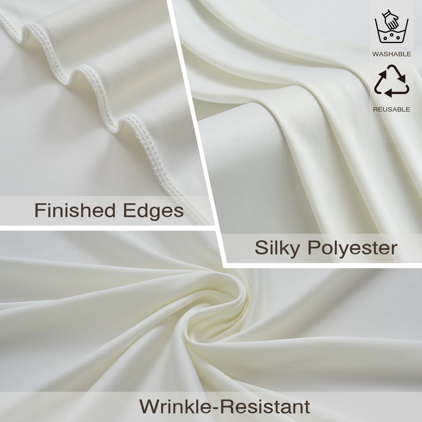 10x10ft Wrinkle Free Ivory Backdrop Curtains for Parties, 2 Panels 5x10ft Silky Polyester Photo Backdrop Drapes Back Drop Cloth Drapery for Wedding Birthday Photography Background