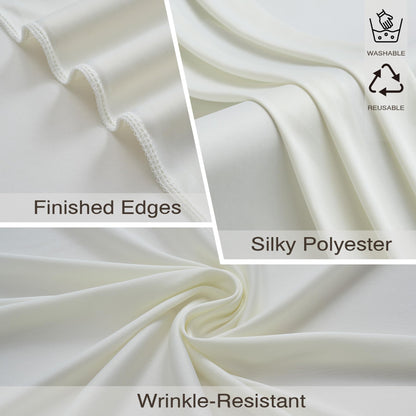10x10ft Wrinkle Free Ivory Backdrop Curtains for Parties, 2 Panels 5x10ft Silky Polyester Photo Backdrop Drapes Back Drop Cloth Drapery for Wedding Birthday Photography Background
