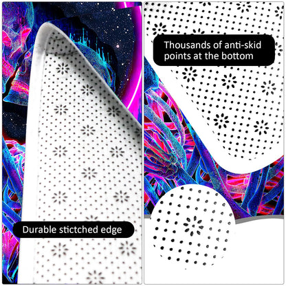 EISKBC Blacklight Kiss Skull Area Rug, Neon UV Reactive Couple Skeleton Throw Rug, Romantic Fluorescent Luminous Floor Mat Carpet, Glow in The Dark Decor for Bedroom Lover Gift 70x47inch