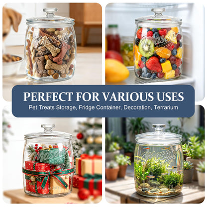 Folinstall Cookie Jar, 1/2 Gallon Glass Storage Containers with Airtight Lids, Wide Mouth Food Jars & Canisters for Kitchen, Pantry, Apothecary, Flour, Sugar, Sourdough Starter, Dog Treat, Half Gallon