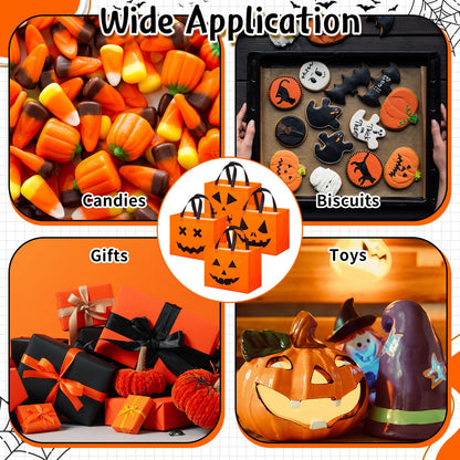 Lincia 24 Pcs Halloween Non Woven Pumpkin Bag 12.6 x 9.8 Inch Reusable Trick or Treat Gift Candy Goodie Handles Bag for Halloween Birthday Party Favors Classroom