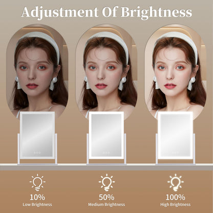 Lighted Makeup Mirror, Hollywood Vanity Mirror with Lights, Three Color Lighting Modes, and 5X Magnification Mirror, Smart Touch Control, 360°Rotation